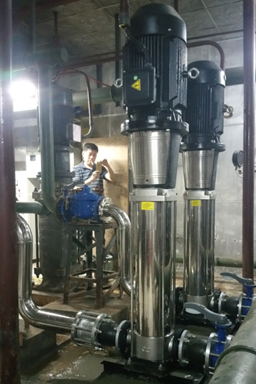 江苏机械大厦增压泵房改造成全不锈钢增压泵后
